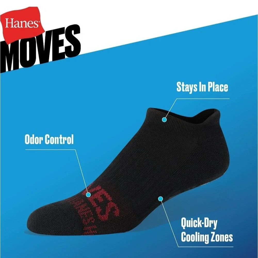 Hanes Premium Men's Socks Heel Shield Performance Fit X-Temp 3-Pr Size 6-12 Blue